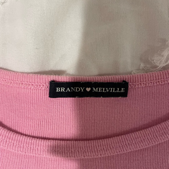Brandy Melville pink lace cropped baby tee - Picture 3 of 5